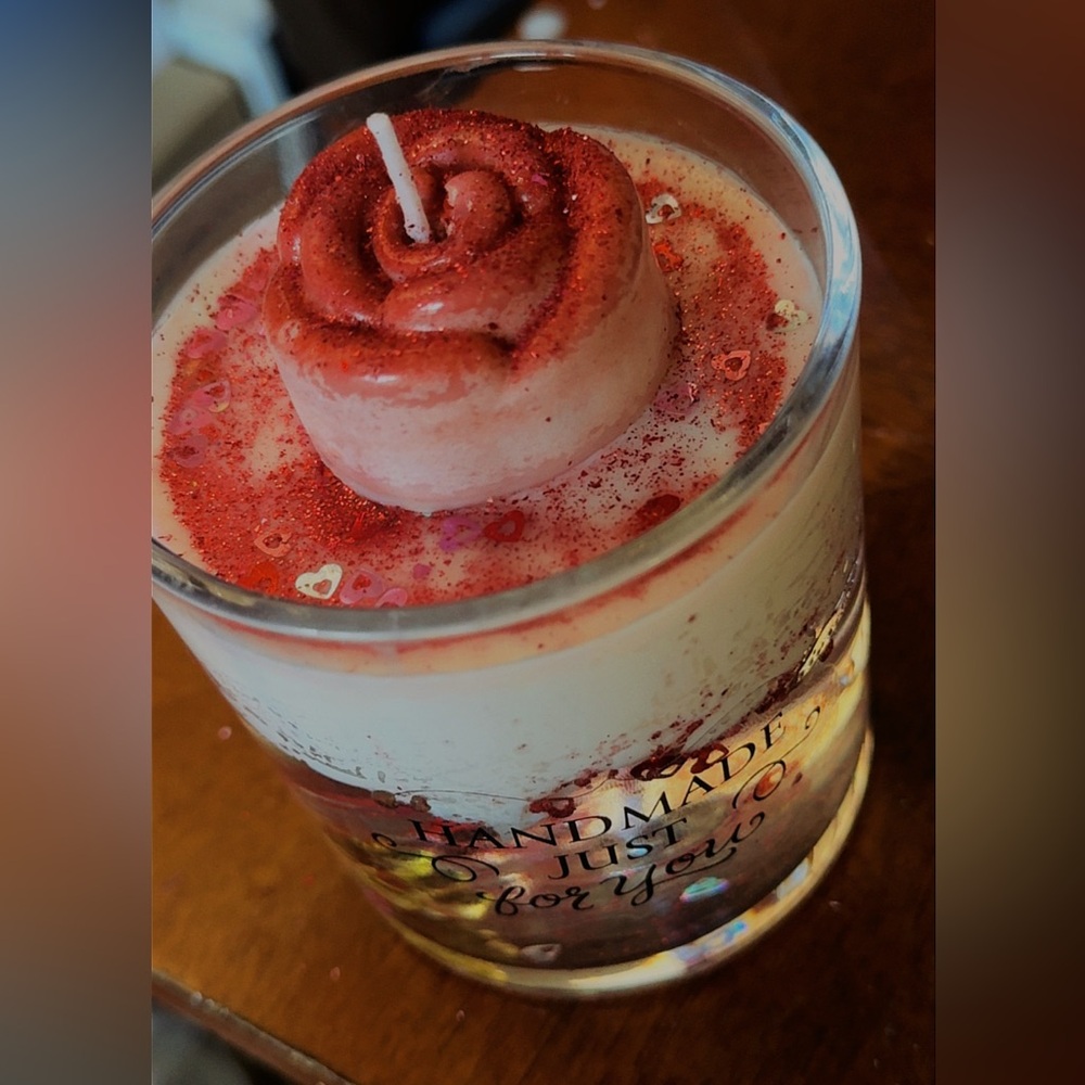 Pink and White Handmade Candle